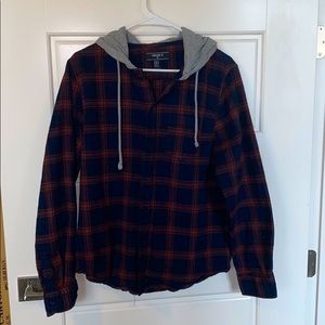 Forever 21 Hooded Flannel Shirt - Medium